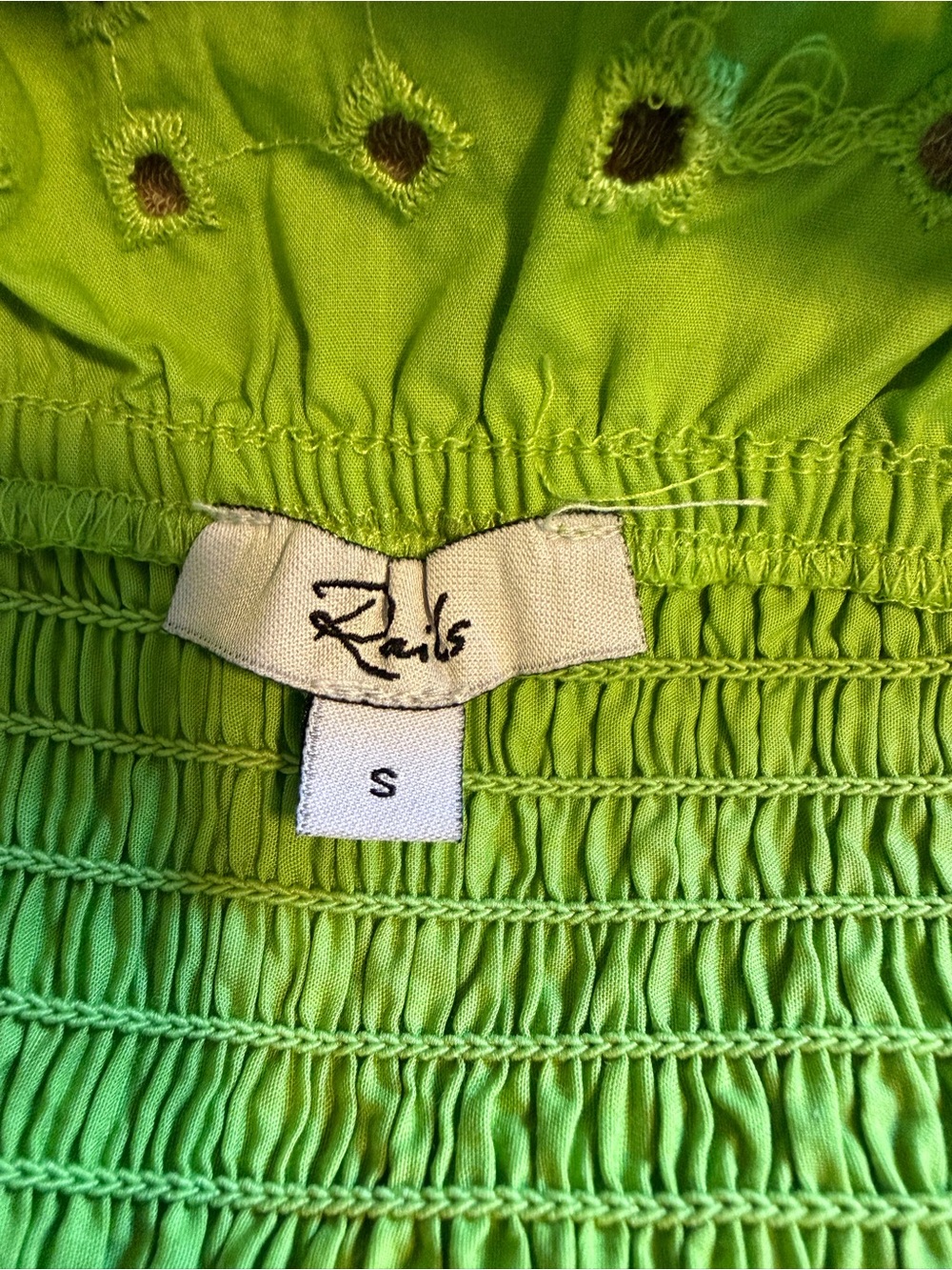 Rails Lime Eyelet Smocked Midi Dress - Picture 8 of 8